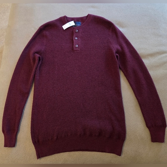 New American Eagle Outfitters Men's large tall burgundy henley sweater pullover - Picture 2 of 9